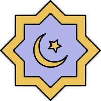 Purple And Yellow Rub El Hizb Icon Or Symbol. vector