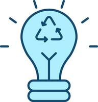 Recycle Light Bulb Icon In Blue Color. vector