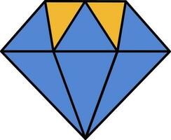 Flat Style Diamond Yellow And Blue Icon. vector