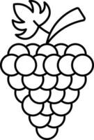 negro Delgado línea Arte de uvas icono o símbolo. vector