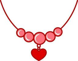 Isolated Red Heart Necklace Flat Icon. vector