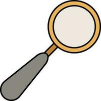 Magnifying Glass Flat Icon In Grey And Orange Color. vector
