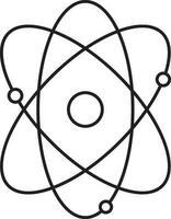 Black Line Art Illustration Of Atomic Structure Icon. vector