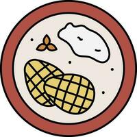 Top View Of Mango Sticky Rice Colorful Icon. vector