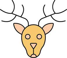 Reindeer Face Icon In Yellow And Orange Color. vector