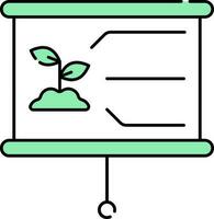 planta presentación tablero verde y blanco icono. vector