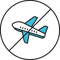 White And Blue Stop Flight Icon Or Symbol. vector