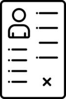 Reject User Document Paper Black Outline Icon. vector