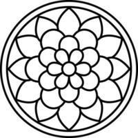 Black Thin Line Art Of Pookalam Icon Or Symbol. vector