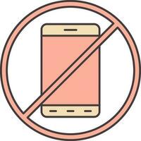 No Phone Icon Or Symbol In Peach Color. vector
