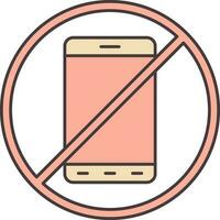 No Phone Icon Or Symbol In Peach Color. vector