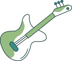 Flat Style Guitar Icon In Green And White Color. vector