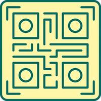 QR Code Icon Or Symbol In Yellow And Green Color. vector