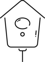 Bird House Icon In Black Thin Line Art. vector