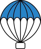 Blue Hot Air Balloon Icon In Flat Style. vector