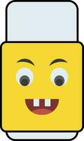 Laughing Cute Face Eraser Yellow Icon. vector