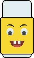 Laughing Cute Face Eraser Yellow Icon. vector