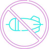No Atom Bomb Pink And Turquoise Thin Line Art Icon. vector