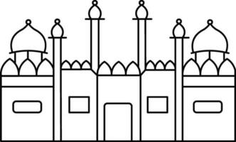 Isolated Red Fort Icon In Black Outline. vector