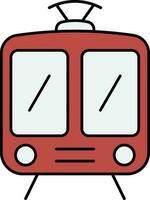 Brown Train Icon In Flat Style. vector