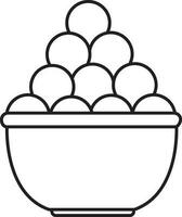 Black Line Art Illustration Of Sweets Ball Bowl Icon. vector