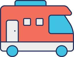 Isolated Bus Icon In Orange And Blue Color. vector