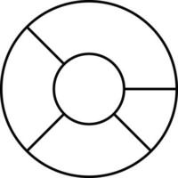 Four Step Pie Chart Icon In Black Outline. vector