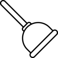Black Thin Line Art Of Plunger Icon. vector