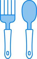 tenedor y cuchara icono en azul y blanco color. vector