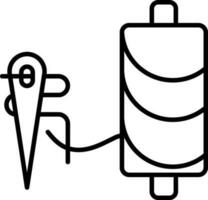 Linear Style Thread Spool And Needle Icon. vector