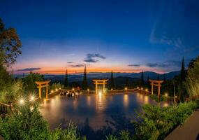 Dawn at Linh Quy Phap An pagoda, Loc Thanh near Bao Loc town, Lam Dong province, Vietnam. photo