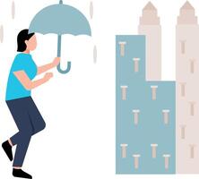 The girl is walking in the rain with an umbrella. vector