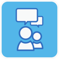 conversation flat icon in square. png