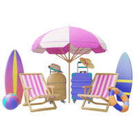 3d vacation scene with summer concept and rendered in high quality image png