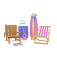 3d vacation scene with summer concept and rendered in high quality image png