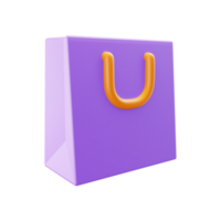 Shopping bag and supermarket 3d icon, sales, market png