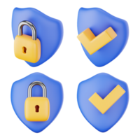 Security 3d icons render illustration png