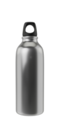 Metallic water bottle 3d render. Isolated metallic bottle mockup png