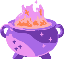 Hand Drawn cute Witch Cauldron in flat style png