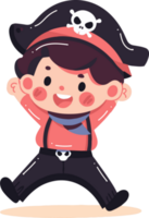 mano dibujado linda niño pirata en plano estilo png