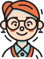 mano dibujado linda niña personaje logo en plano estilo png