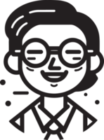 mão desenhado fofa menina personagem logotipo dentro plano estilo png