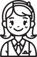 mão desenhado fofa menina personagem logotipo dentro plano estilo png