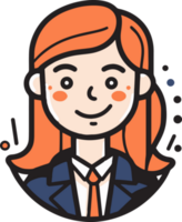 mão desenhado fofa menina personagem logotipo dentro plano estilo png