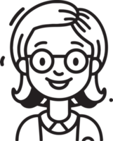 mão desenhado fofa menina personagem logotipo dentro plano estilo png