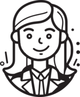 mano disegnato carino ragazza personaggio logo nel piatto stile png