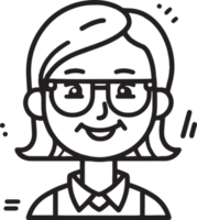 mano dibujado linda niña personaje logo en plano estilo png