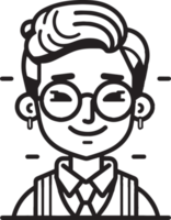 mão desenhado fofa menina personagem logotipo dentro plano estilo png