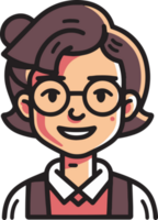 mano dibujado linda niña personaje logo en plano estilo png