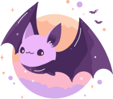 Hand Drawn cute bat in flat style png